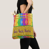 Sie spricht für Glitzer Regenbogen-Stolz Raute Tasche (Von Nahem)