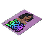 Sie spricht mit Gott über es schwarze Melanin Frau Notizblock (Linke Seite)