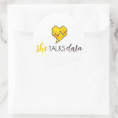 Sie spricht über Datenaufkleber Runder Aufkleber (Tasche)