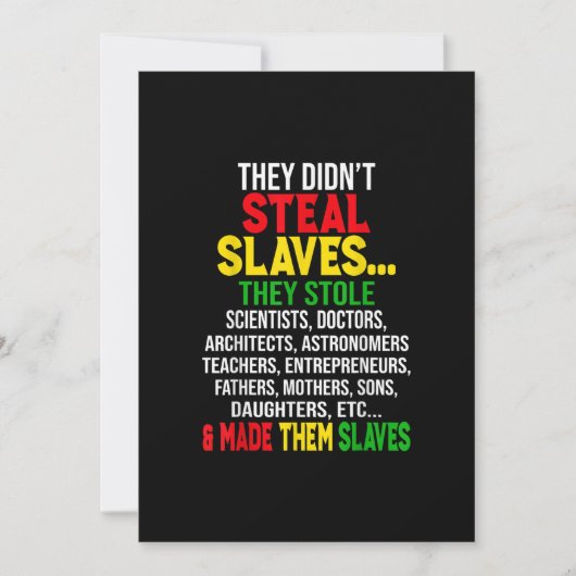 Sie stahlen Sklaven schwarze Geschichte Monat Mela Einladung (Vorderseite)