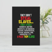 Sie stahlen Sklaven schwarze Geschichte Monat Mela Einladung (Stehend Vorderseite)