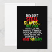 Sie stahlen Sklaven schwarze Geschichte Monat Mela Einladung (Vorne/Hinten)