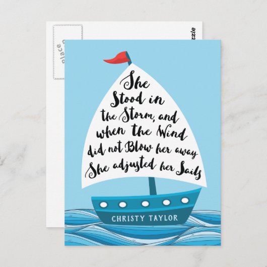 Sie stand im Sturm, Ermutigung Postkarte (Vorne/Hinten)