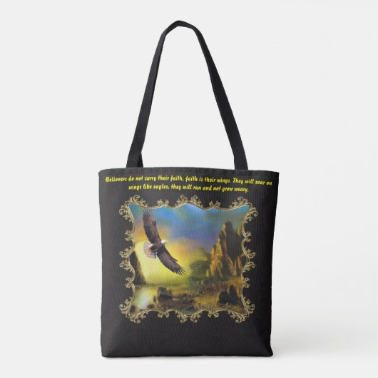 Sie steigen auf Flügeln wie Adlern an. Goldrahmen Tasche (Rückseite)