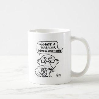 Sie stellen sich zu arbeiten kaffeetasse
