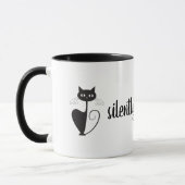 Sie still, beurteilend [schwarze Katze] Tasse (Links)