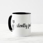 Sie still, beurteilend [schwarze Katze] Tasse (Vorderseite Links)