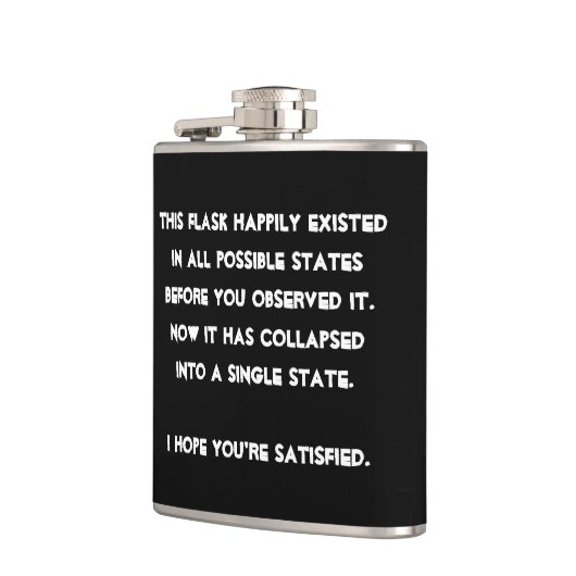 Sie stürzten es ein! Quantums-Physik-Spaß Flachmann (Links)