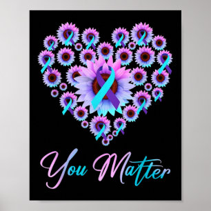 Sie Suizidprävention Aquamarines Lila Bewusstsein Poster