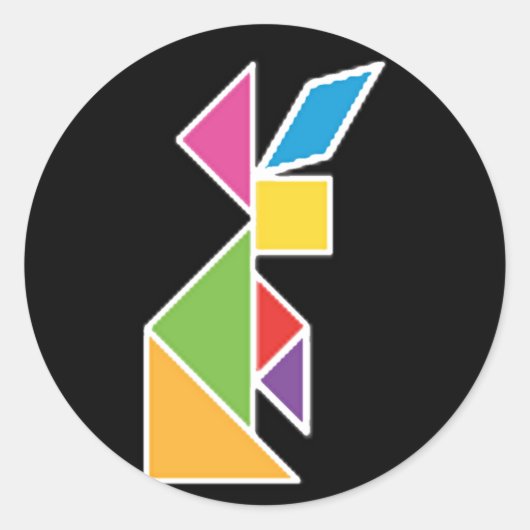 sie tangram rabbit Kaninchen Runder Aufkleber (Vorderseite)