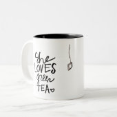 sie Tasse des grünen Tees der Lieben (Vorderseite Links)