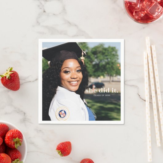 Sie tat es benutzerdefinierte Abschluss Ankündigun Serviette (Beispiel)