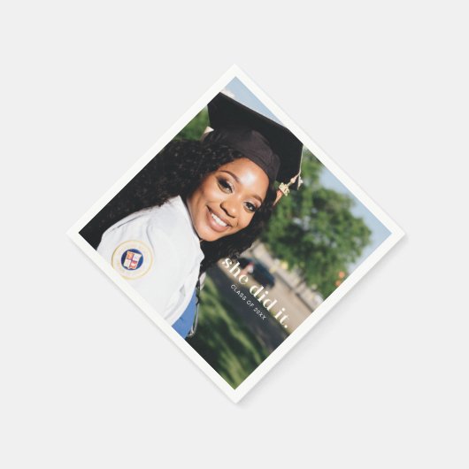 Sie tat es benutzerdefinierte Abschluss Ankündigun Serviette (Ecke)