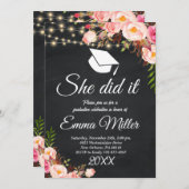 Sie tat es - Chalkboard-Abschluss Einladung (Vorne/Hinten)
