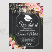 Sie tat es, Chalkboard Graduierungsparty Einladung (Vorne/Hinten)