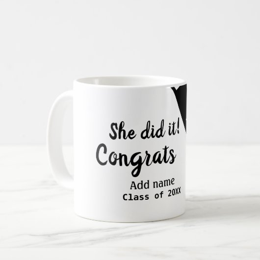 Sie tat es Glückwunsch Abschluss geben Studentenna Kaffeetasse (Vorderseite Links)