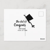 Sie tat es Glückwunsch Abschluss geben Studentenna Postkarte (Rückseite)