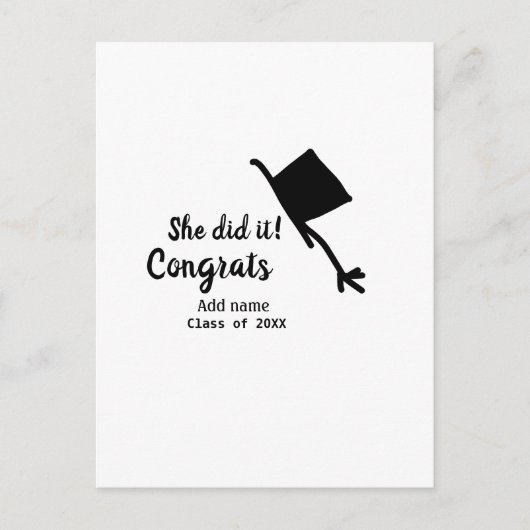 Sie tat es Glückwunsch Abschluss geben Studentenna Postkarte (Vorderseite)