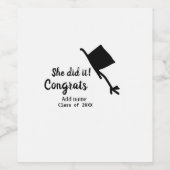 Sie tat es Glückwunsch Abschluss geben Studentenna Weinetikett (Einzelnes Label)