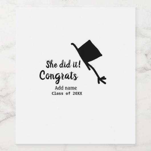 Sie tat es Glückwunsch Abschluss geben Studentenna Weinetikett (Einzelnes Label)