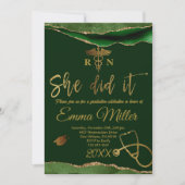 Sie tat es - grüner und goldener Abschluss in der Einladung (Vorderseite)