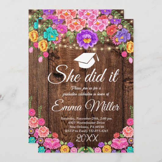 Sie tat es, mexikanische Graduiertenpartei Einladung (Vorne/Hinten)