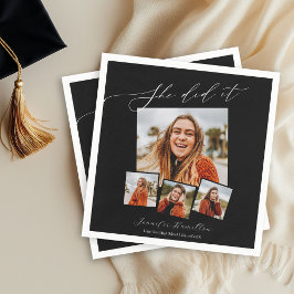 Sie tat es Minimalistisch Foto Grad Party Serviette