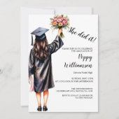 Sie tat es mit Aquarell-Abschluss Einladung (Vorderseite)