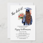 Sie tat es mit Aquarell-Abschluss Einladung (Vorderseite)