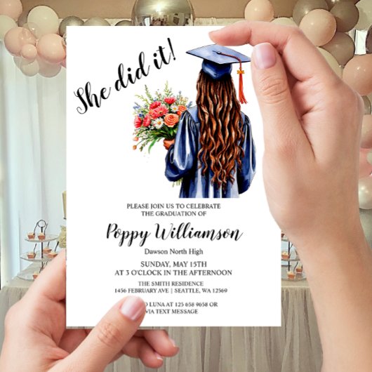 Sie tat es mit Aquarell-Abschluss Einladung