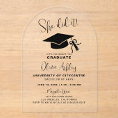 Sie tat es mit dem Abschluss "Bow" Acryleinladungen (Vorderseite)