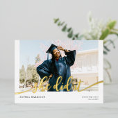 Sie tat es mit dem Abschluss Modernes Foto Folieneinladung (Stehend vorne)