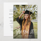 Sie tat es mit dem modernen Minimalistischen Foto  Ankündigung (Vorne/Hinten)