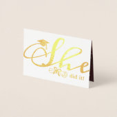 Sie tat es Party Einladung 1 Foto Foil Card (Vorderseite)