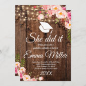 Sie tat es - Rustikale Abitur Party Einladung (Vorne/Hinten)
