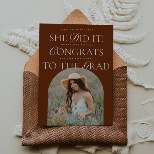 Sie tat es Terracotta Arch Hybrid Schriftart Absch Einladung