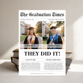 Sie taten es Twins Grad Party Newspaper Foto Einladung