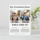 Sie taten es Twins Grad Party Newspaper Foto Einladung (Stehend Vorderseite)