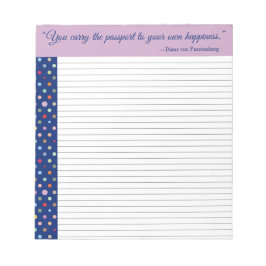 Sie tragen den Pass zu Ihrem eigenen Glück Notizblock