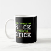 Sie trägt den Rack, den ich halte den Stick Funny Kaffeetasse (Links)