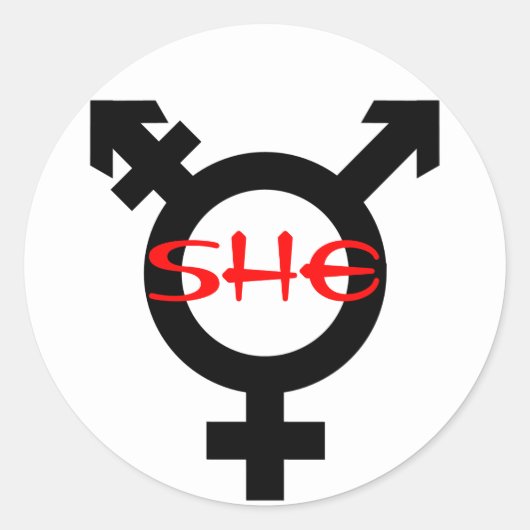 Sie Transgender Runder Aufkleber (Vorderseite)