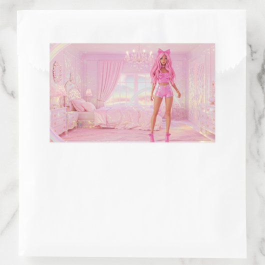 Sie träumt nicht, sie dekoriert rechteckiger aufkleber (Tasche)