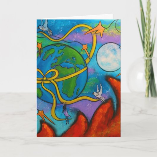 Sie träumt von der Friedensweihnachtskarte Feiertagskarte (Vorderseite)