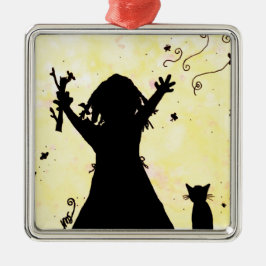Sie träumt von der Magie im Mond Ornament Aus Metall