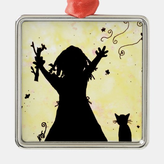 Sie träumt von der Magie im Mond Ornament Aus Metall (Vorne)
