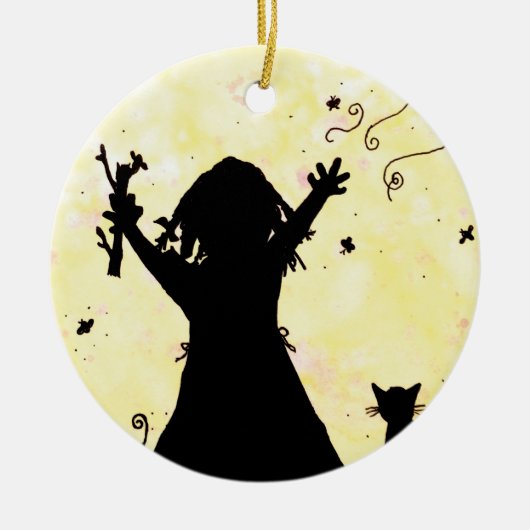 Sie träumt von Magie auf dem Mond Keramikornament (Vorne)