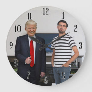 Sie treffen Präsident Donald Trump  Foto hinzufü Große Wanduhr