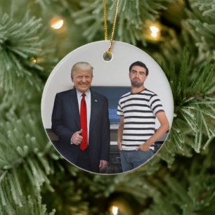 Sie treffen Präsident Donald Trump  Foto hinzufü Keramik Ornament