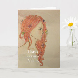Sie trug Blumen im Haar Geburtstag Karte