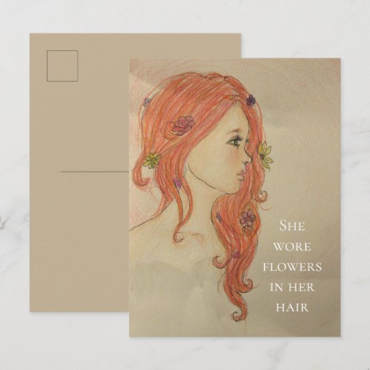 Sie trug Blumen im Haar Postkarte (Vorne/Hinten)
